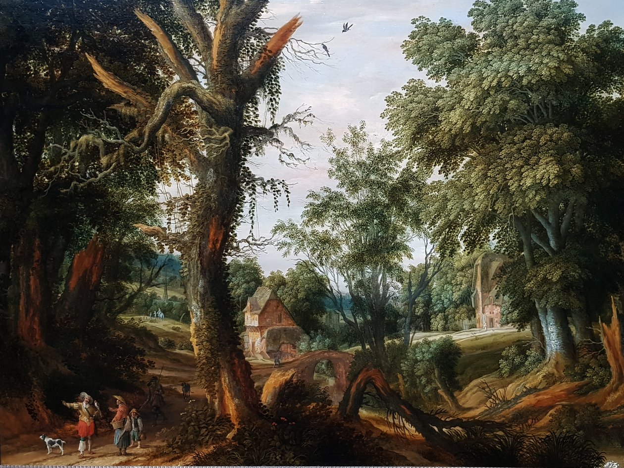 Metsäinen maisema ja hahmoja tekijältä Pieter Stalpaert