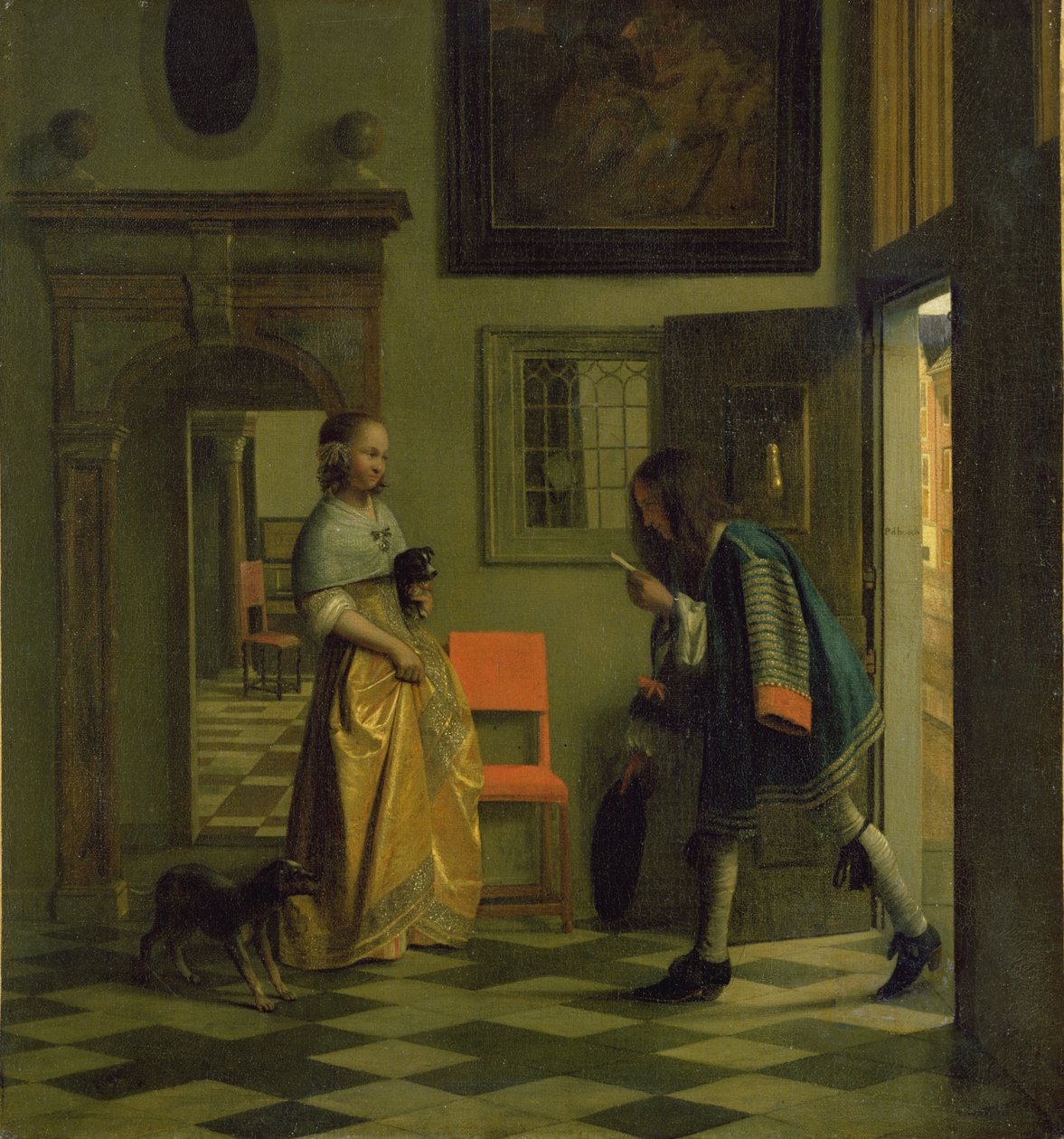 Sanansaattaja, n. 1669 tekijältä Pieter de Hooch