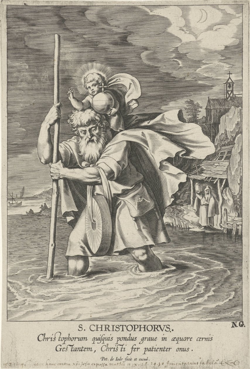 Pyhä Christopher tekijältä Pieter de Jode (I)