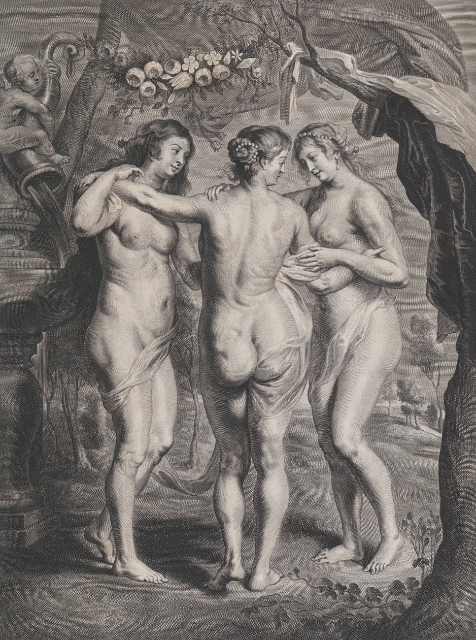 Kolme armoa, n. 1630-74. tekijältä Pieter de Jode II