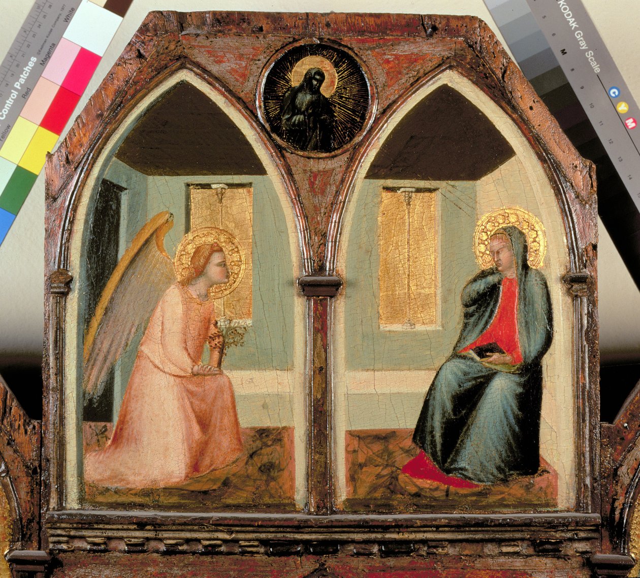 St. Giusto Polytych, yksityiskohta, joka esittää Marian ilmestyksen (tempera paneelissa) tekijältä Pietro Lorenzetti