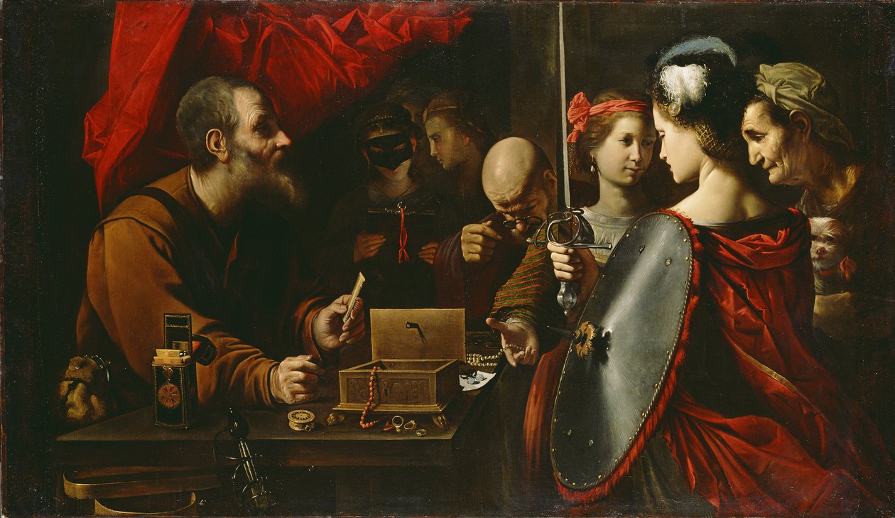 Akhilleus Lykomedeen tyttärien joukossa, noin 1625-30. tekijältä Pietro Paolini