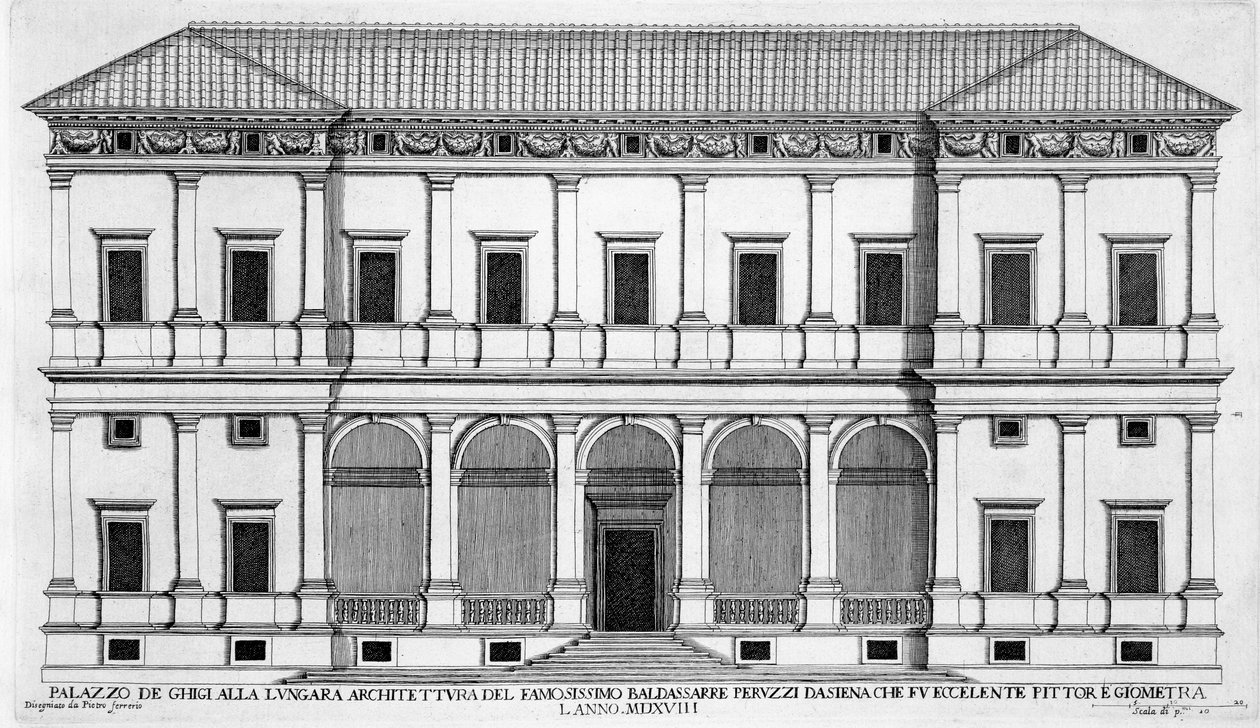 Palazzo Chigi Lungaralla, Rooma, Palazzi di Romasta, julkaistu 1655 tekijältä Pietro Ferrerio