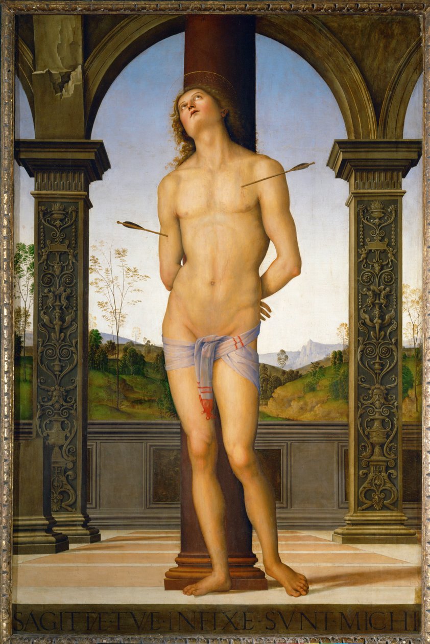 Saint Sebastian ... tekijältä Pietro (studio of) Perugino