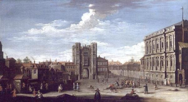 Old Whitehall ja Privy Gardens tekijältä Pietro Fabris