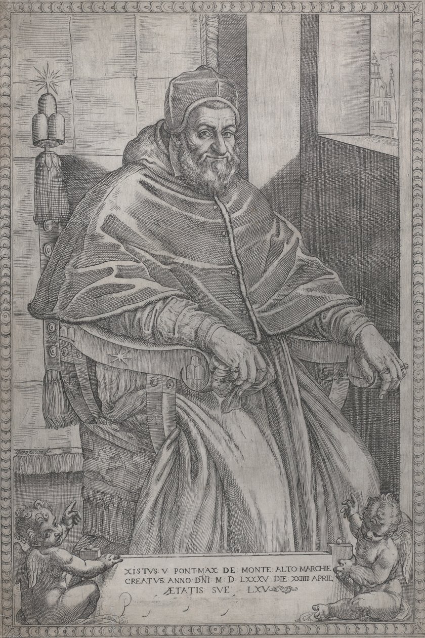 Paavi Sixtus V:n muotokuva, 1585. tekijältä Pietro Facchetti
