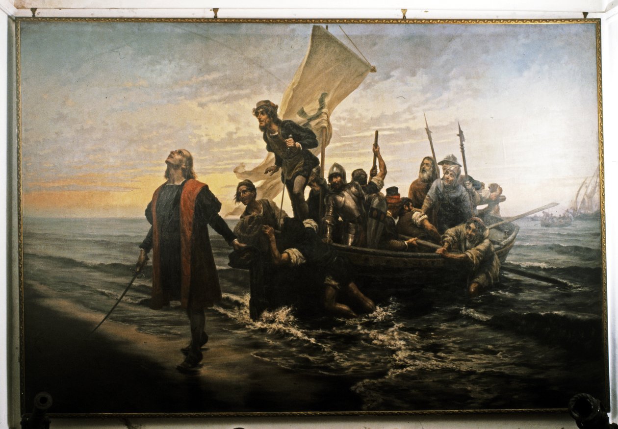 Kolumbuksen laskeutuminen Amerikkaan. 1492. tekijältä Pietro Gabrini