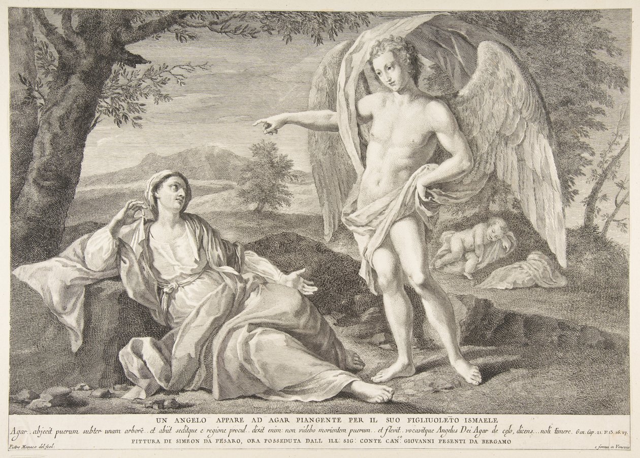 Un àngel aparegut a Agar, 1727-72. finlandès tekijältä Pietro Monaco