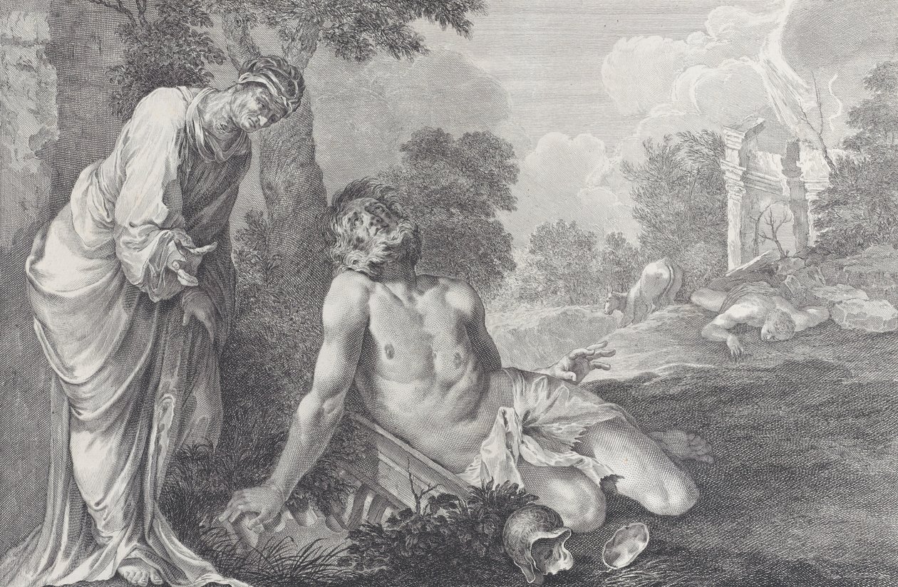Jobia nuhteli vaimonsa, 1730-39. tekijältä Pietro Monaco