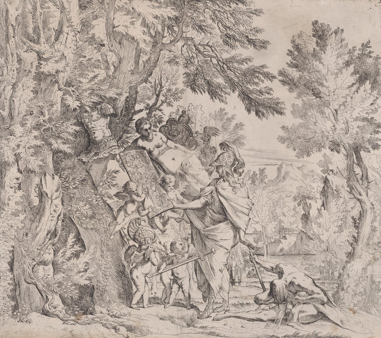 Venus antaa aseita Aenealle, n. 1638-40. tekijältä Pietro Testa