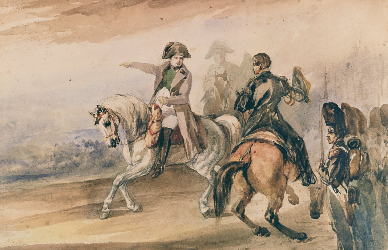 Napoleon tarkastamassa joukkojaan, 1834 tekijältä Piotr Michalowski