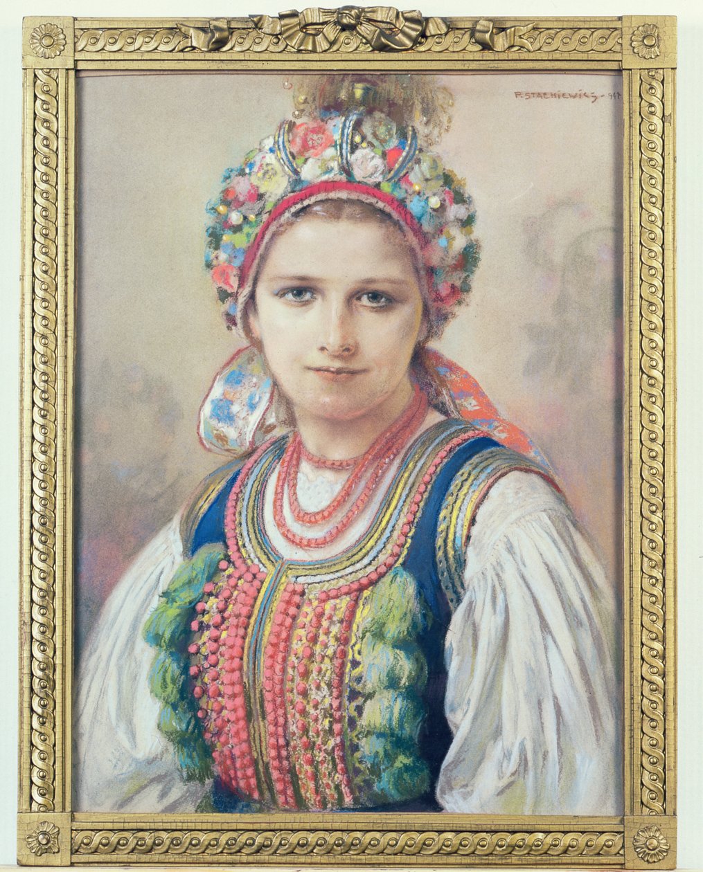 Krakovan morsian, 1917 (pastelli pahville) tekijältä Piotr Stachiewicz