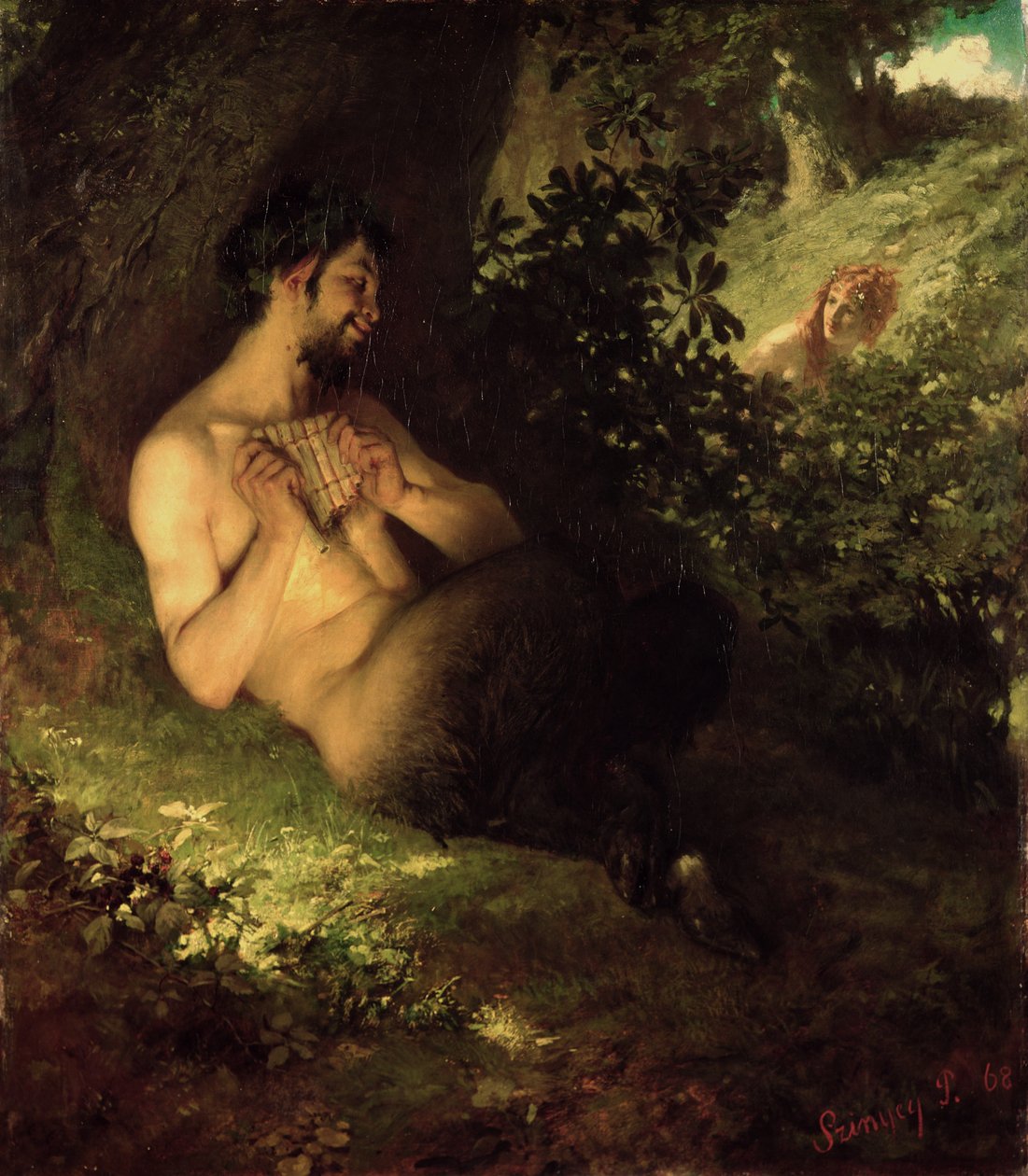 Faun ja nymfi, 1868 tekijältä Pál Szinyei Merse