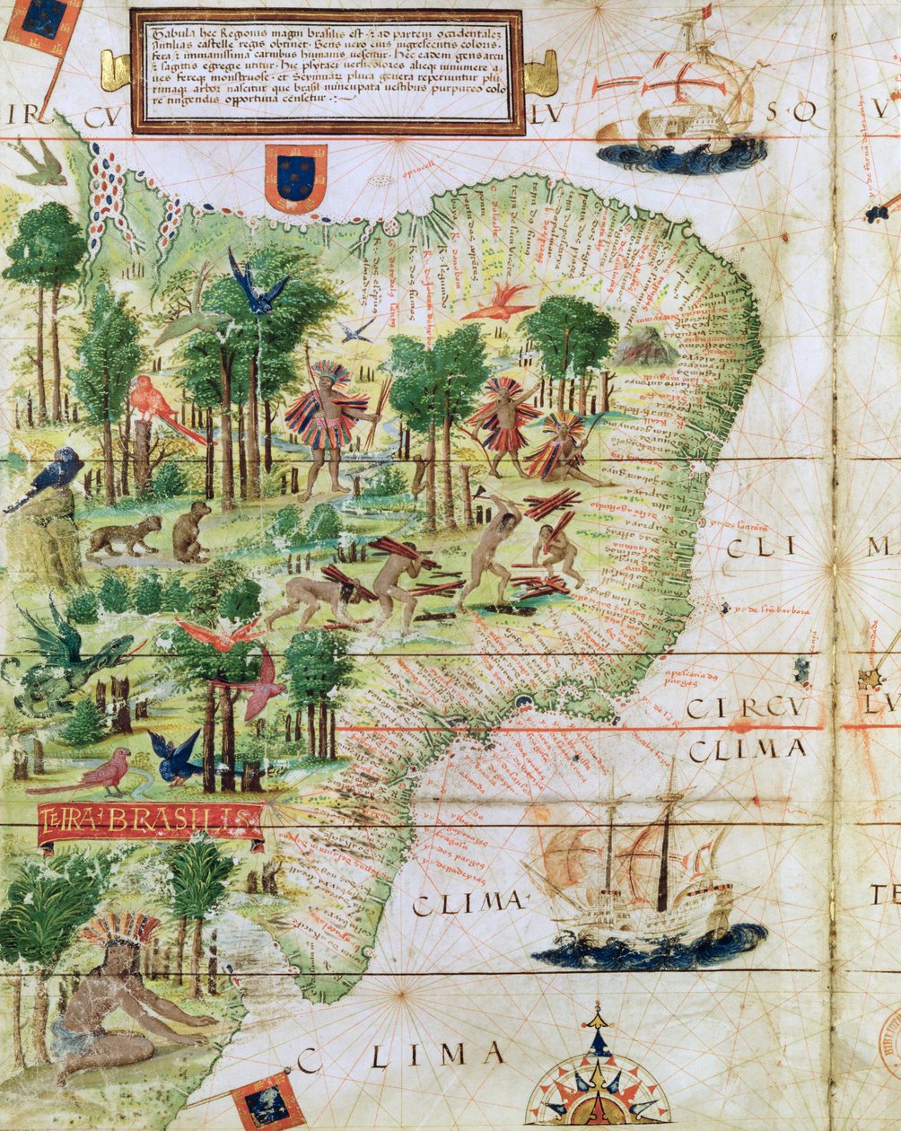 Brasilia Pedro Reinelin Miller Atlasista, n. 1519 (75615:n yksityiskohta) tekijältä Portuguese School