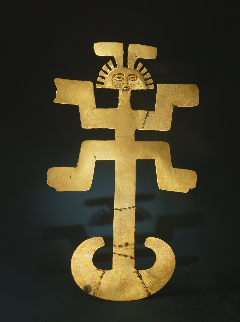 Valettu Tumbaga rintakehä, Tolima tyyli (kulta) tekijältä Pre Columbian