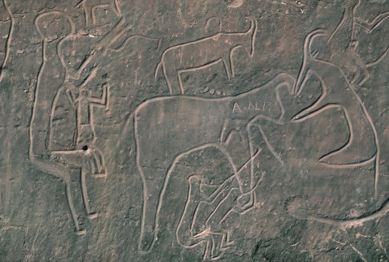Ihmishahmot ja eläimet (kalliomaalaus) tekijältä Prehistoric