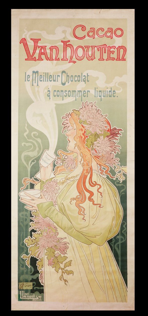 Cacao Van Houtenin mainosjuliste, Belgia, 1897. tekijältä Privat Livemont