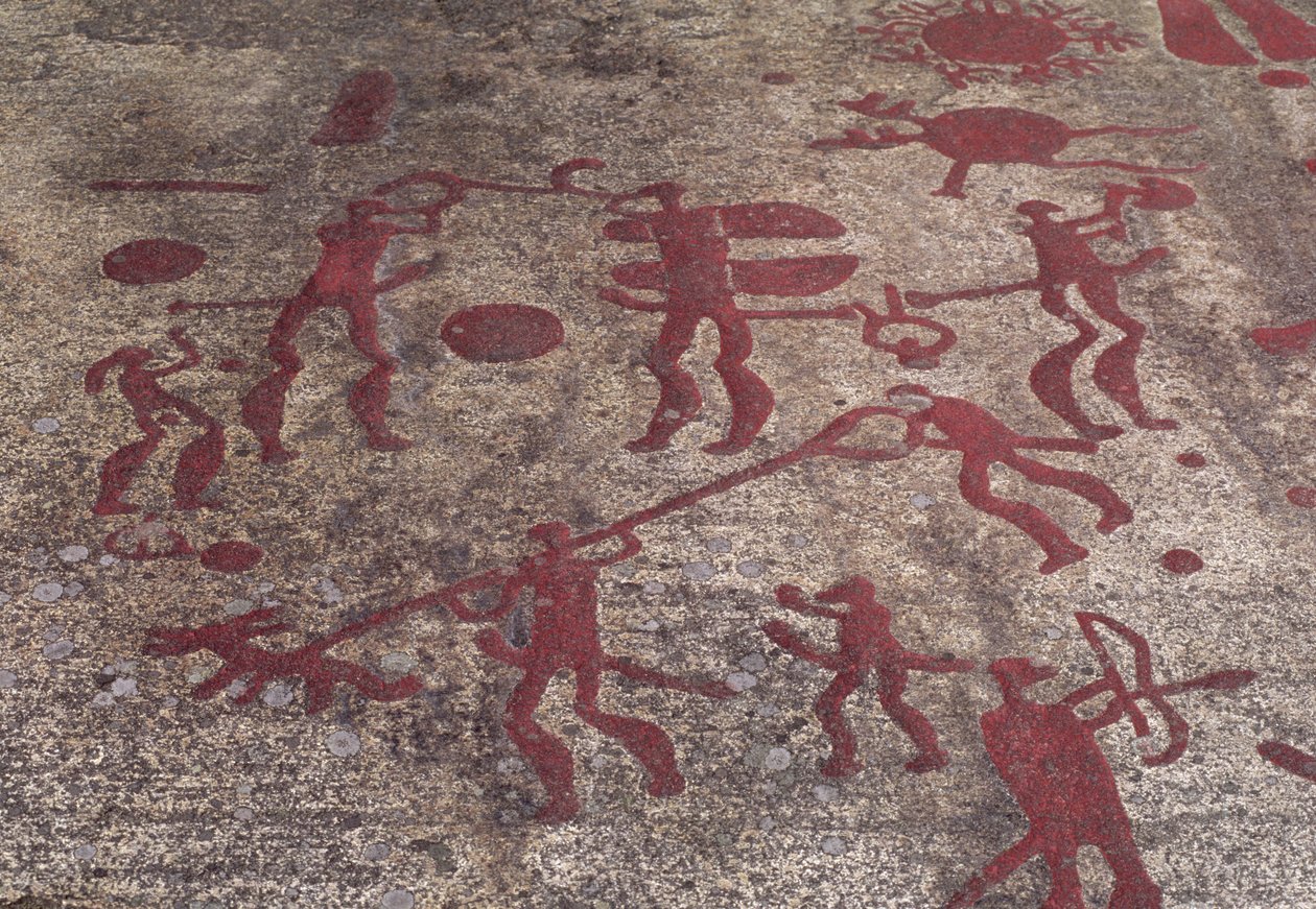 Metsästyskohtaus (kalliomaalaus) tekijältä Protohistoric