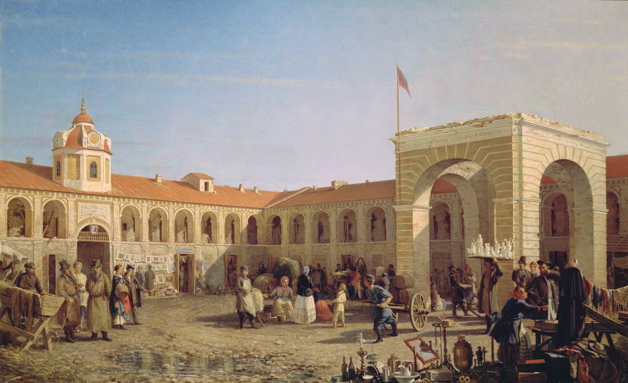 Apraksin-markkinat Pietarissa, 1862 tekijältä Pjotr ​​​​Petrowitsch Wereschtschagin