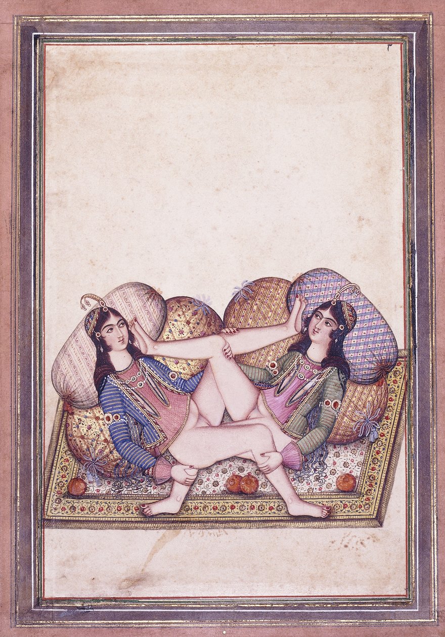 Eroottinen kohtaus, 1800-luvun puoliväli tekijältä Qajar School