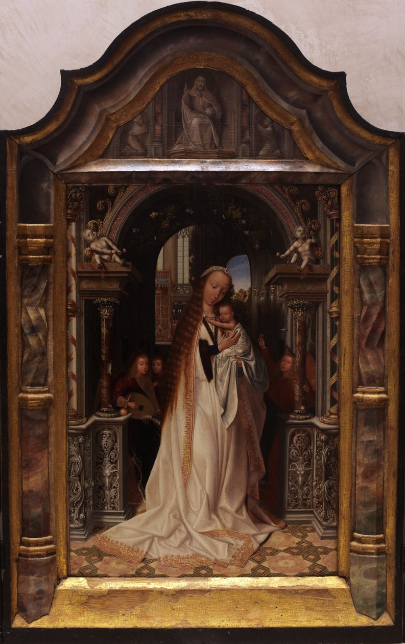 Jungfrau mit dem Kind, engeni von Engeln tekijältä Quentin Matsys