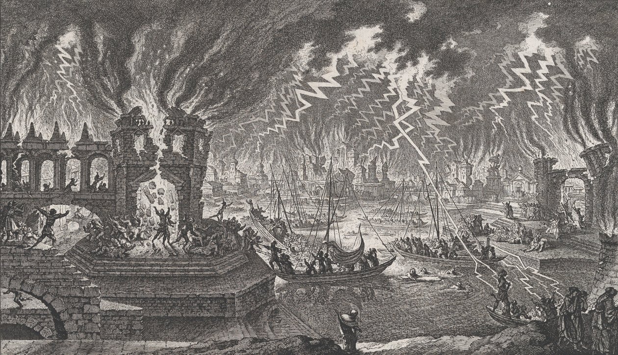 Näkymä tulipalosta, 1700-luku. tekijältä Quentin Pierre Chedel