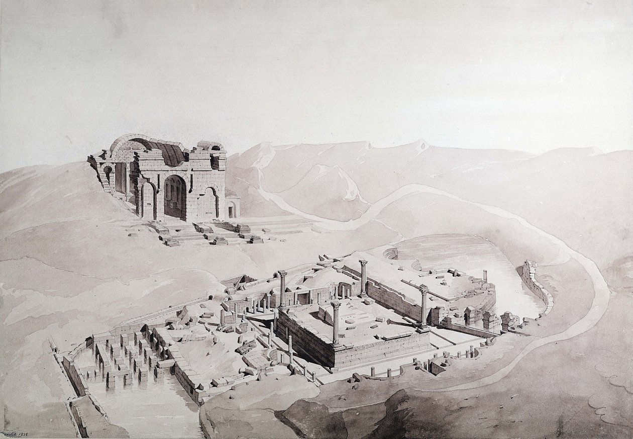 Thermae and Nymphaeum of Nimes, 1838 (pesu paperille) tekijältä Questel