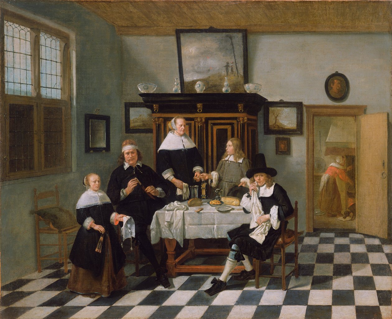 Perheryhmä ruokapöydässä, noin 1658-60 tekijältä Quiringh Van Brekelenkam