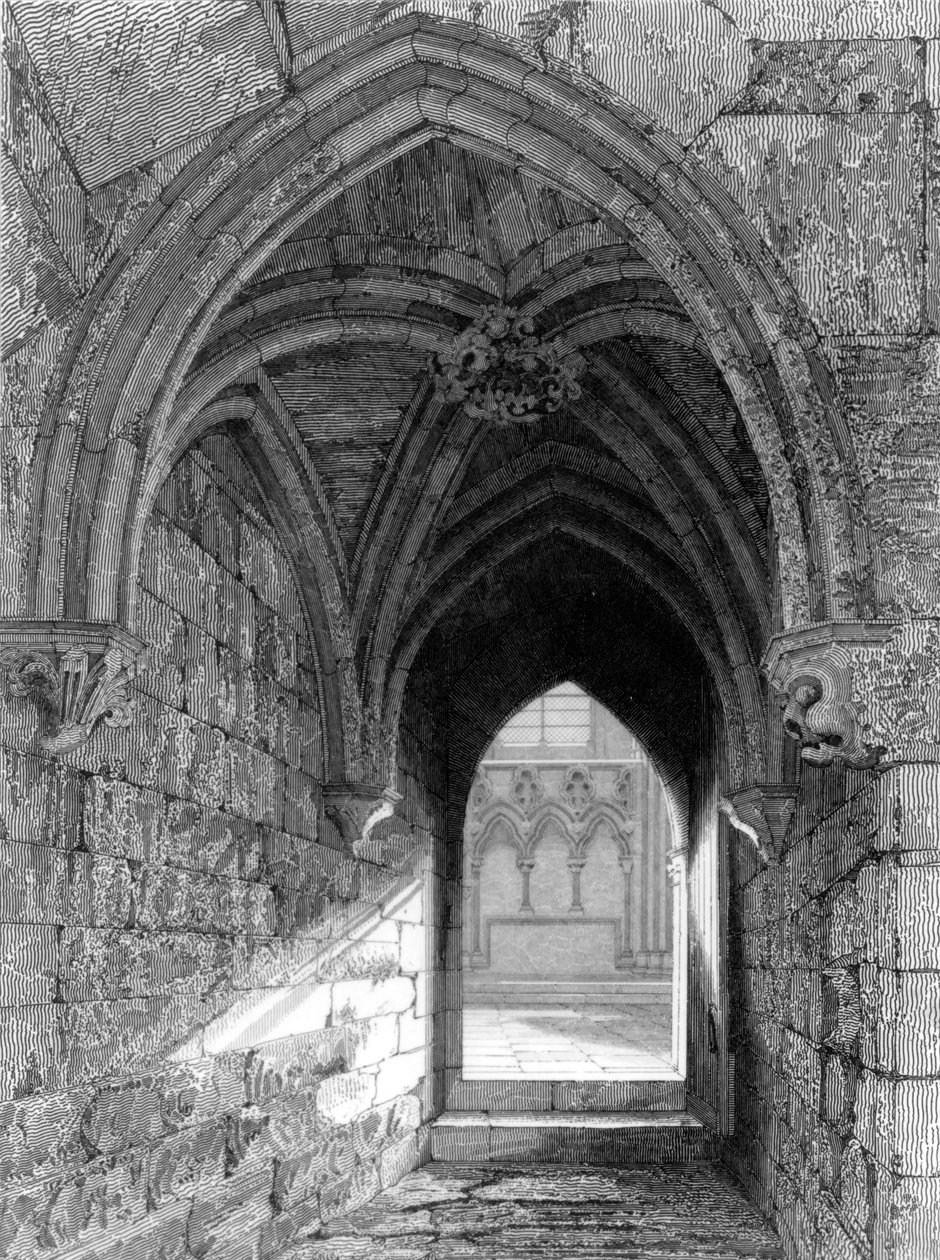 Durhamin katedraalin pohjoispää, 1843 tekijältä R.W. Billings