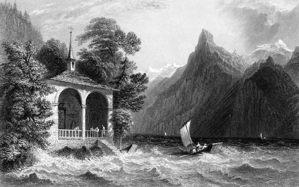 Tells Chapel, Urijärvi, Sveitsi, 1836. tekijältä R. Wallis