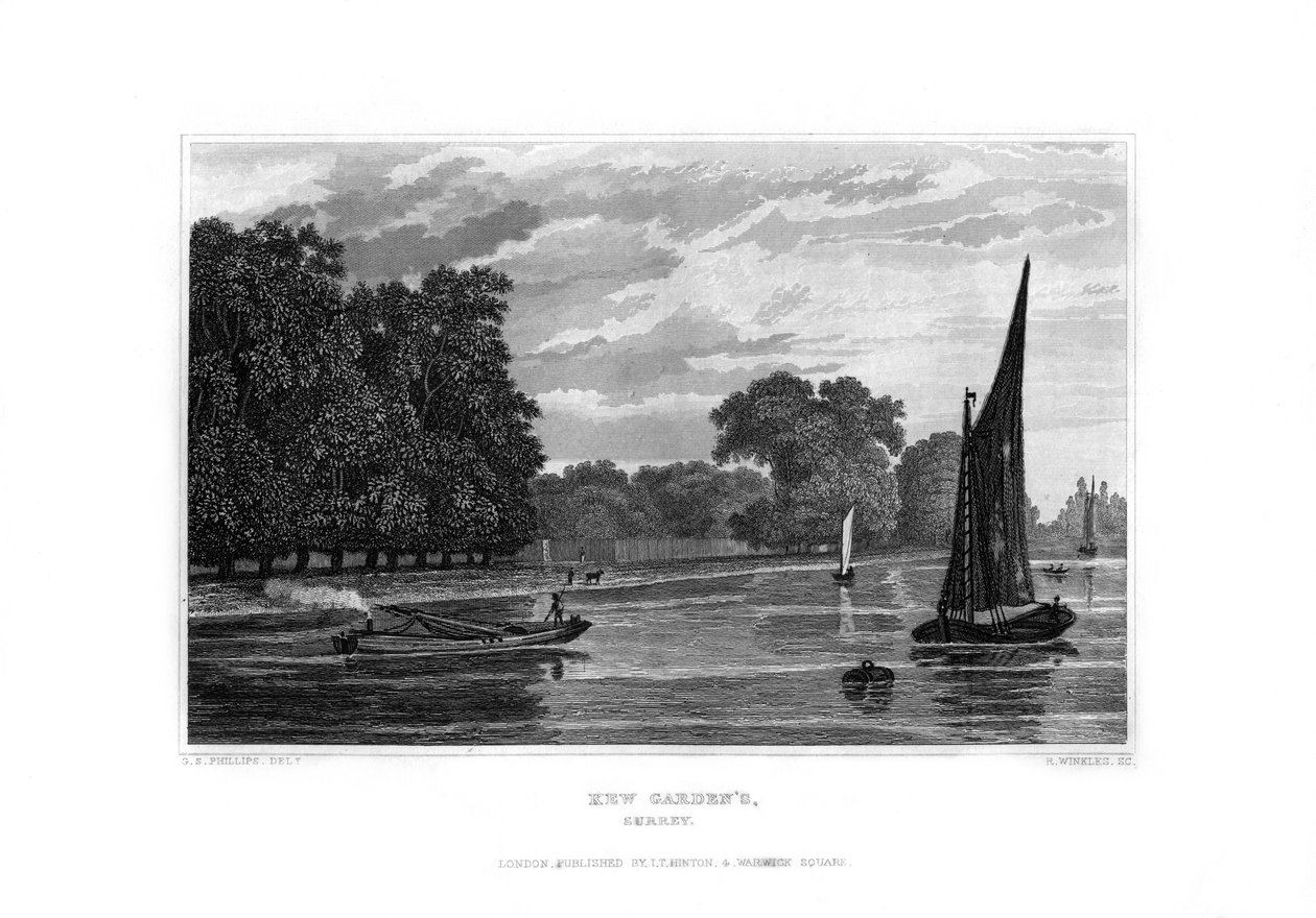 Kew Gardens, Lontoo, 1829. tekijältä R. Winkles