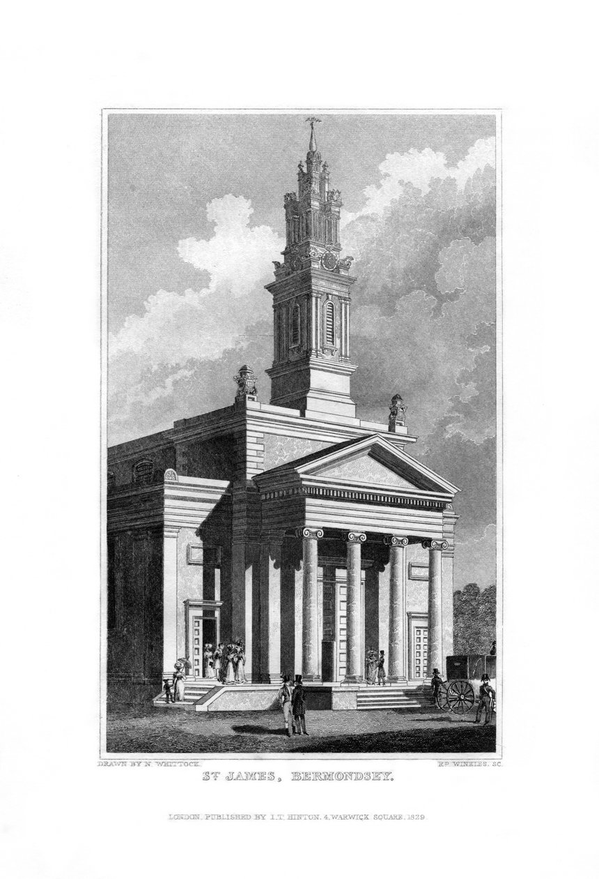 St James, Bermondsey, Surrey, 1829. tekijältä R. Winkles