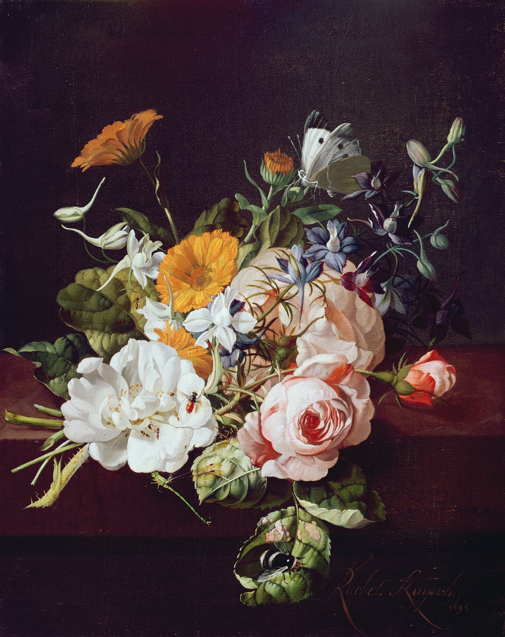 Maljakko kukkia, 1695 tekijältä Rachel Ruysch