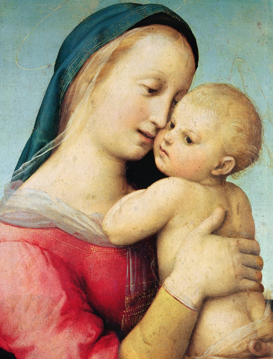 Yksityiskohta "Tempi" Madonnasta, 1508 tekijältä Raffaello Sanzio Raphael