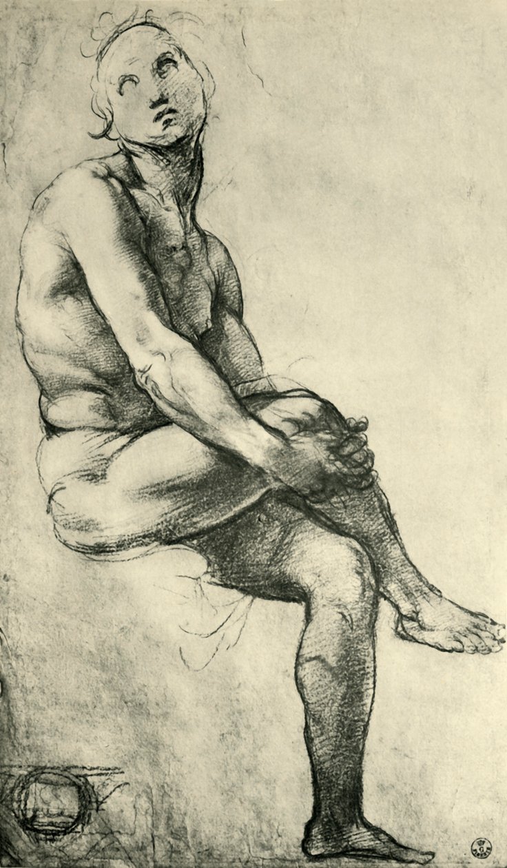 Istuva alaston mies, 1509-1511, 1943. tekijältä Raffaello Sanzio Raphael