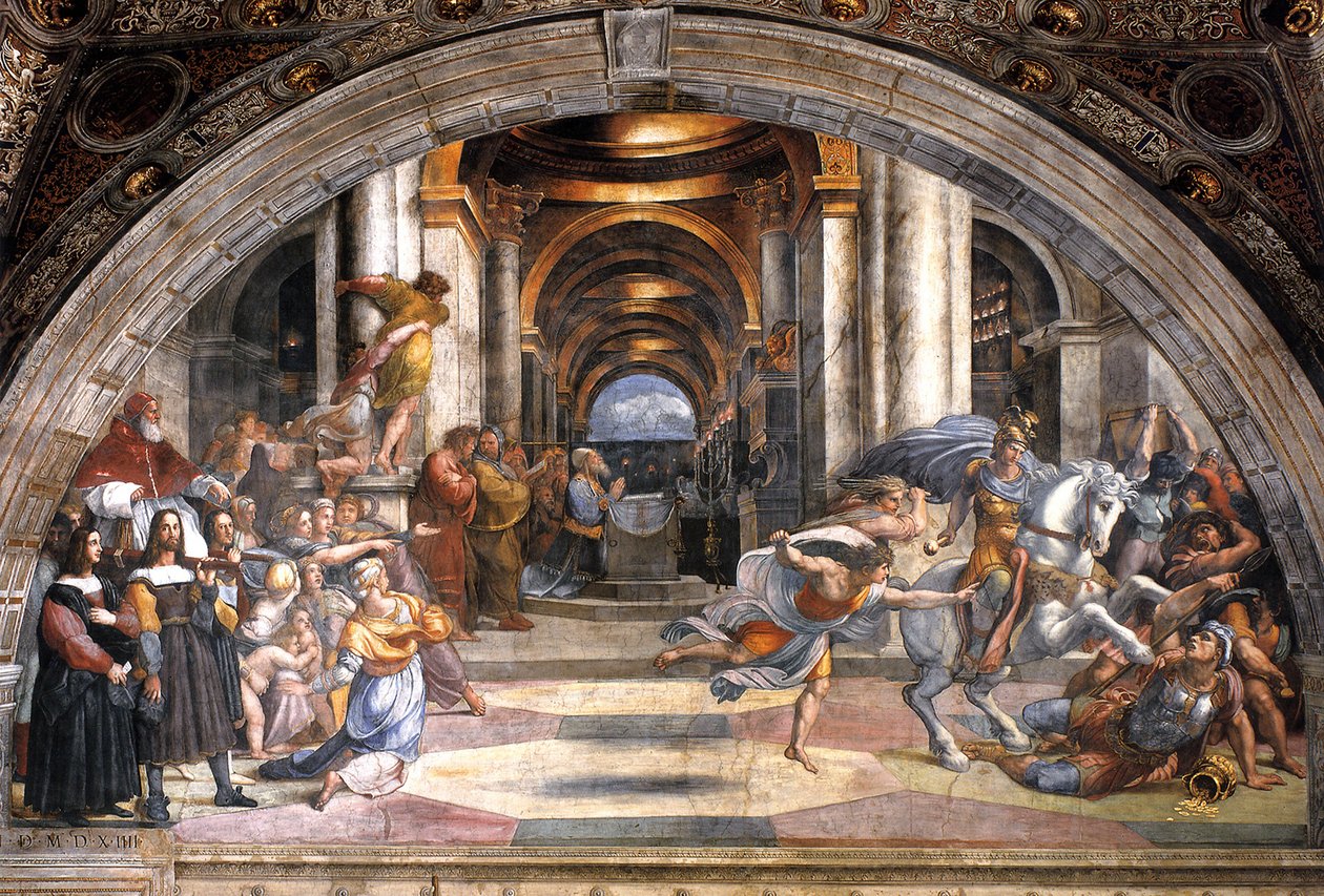 Heliodoruksen karkottaminen, 1511-1512 tekijältä Raffaello Sanzio Raphael
