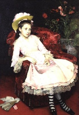 Nuori nainen vaaleanpunaisessa puvussa tekijältä Raimundo de Madrazo y Garreta