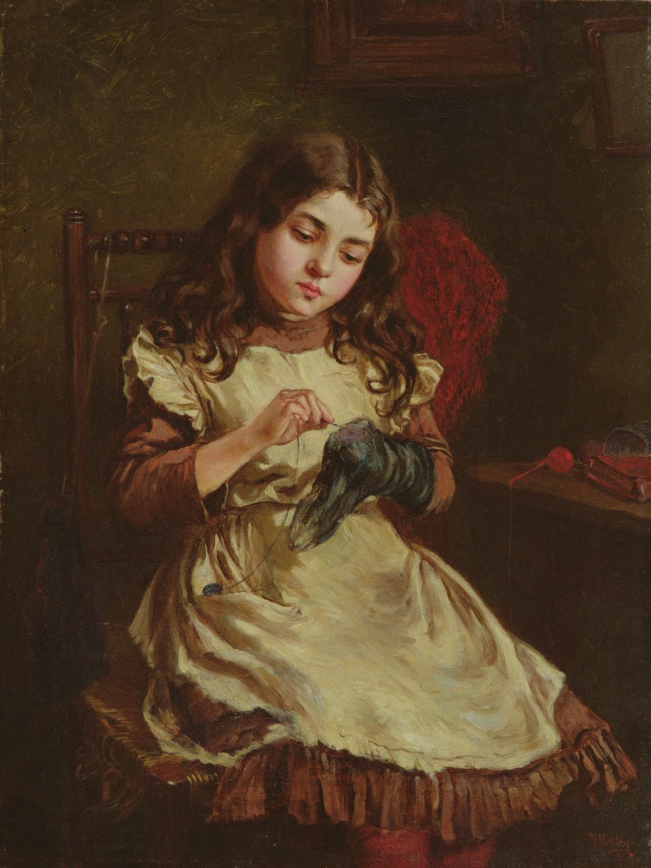 Darning the Sock, 1882 tekijältä Ralph Hedley