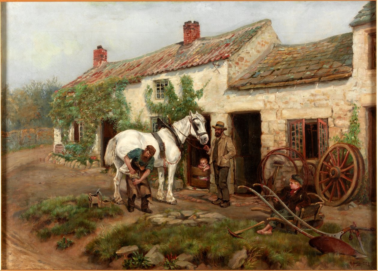 Smithy, Hexham Bridge End, 1885 tekijältä Ralph Hedley