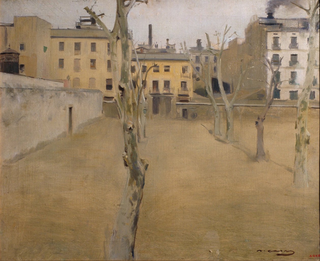 Barcelonan vanhan vankilan piha (karitsojen piha) tekijältä Ramon Casas i Carbo