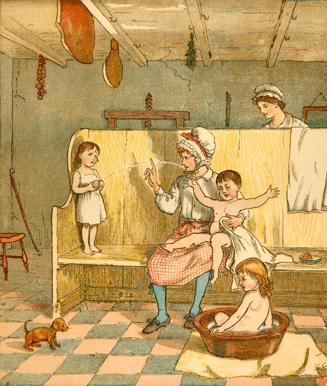 Kylpyaika, c1881. tekijältä Randolph Caldecott