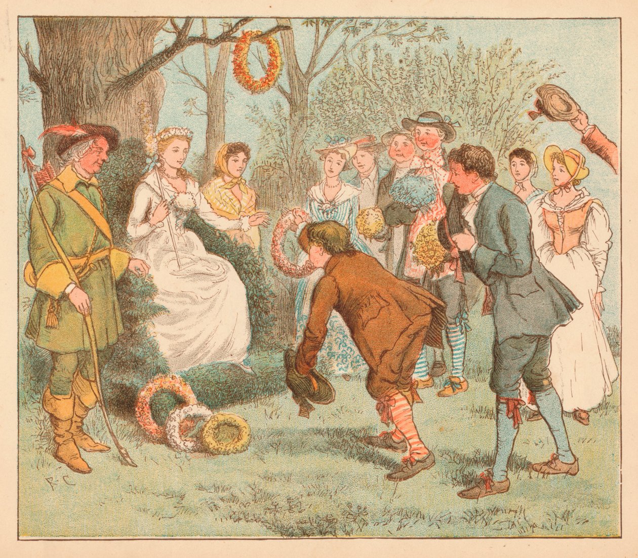 ...he menivät boweriin..., c1885, 1934. tekijältä Randolph Caldecott