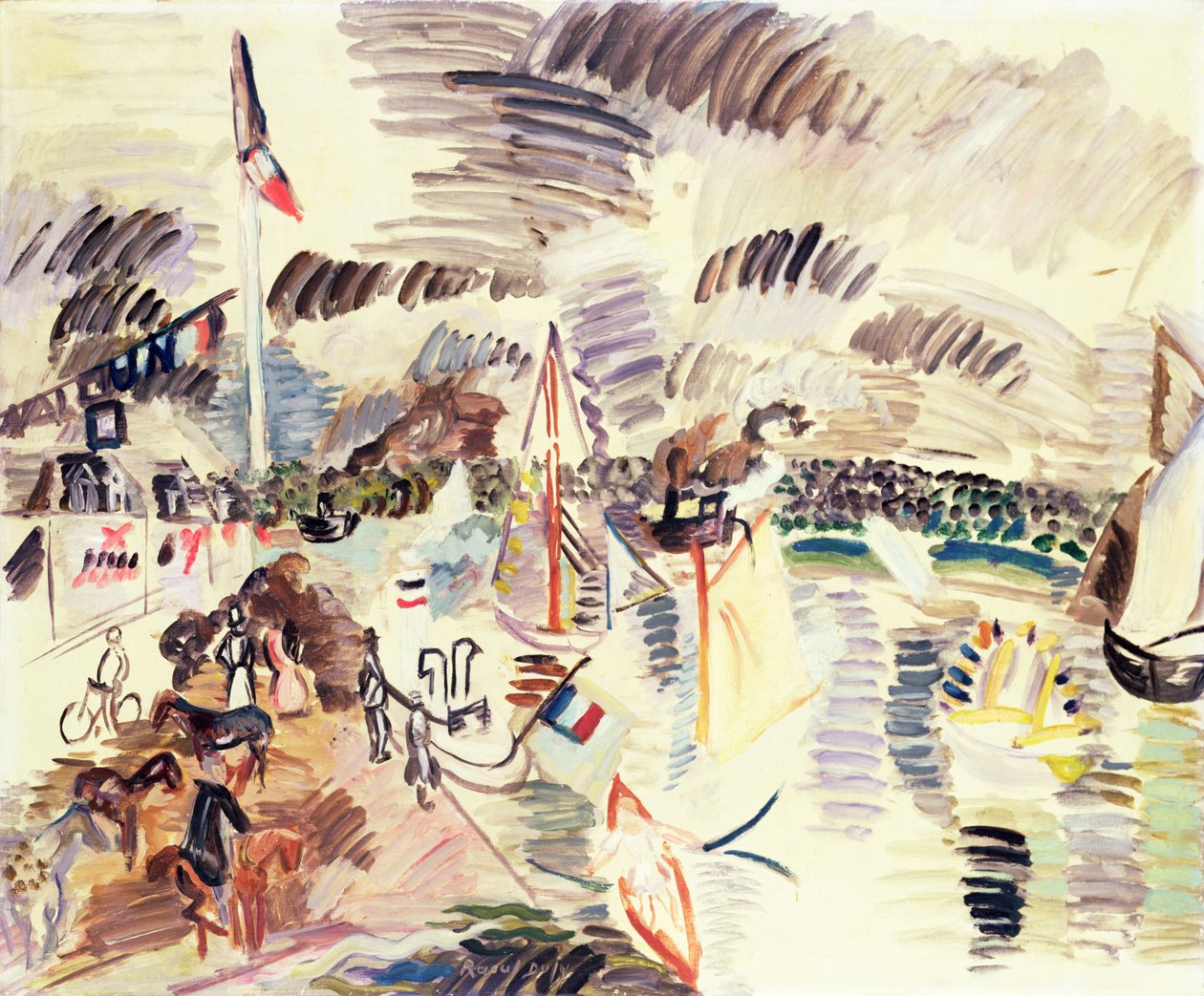 Caudebec, noin 1913 (guassi paperille). tekijältä Raoul Dufy