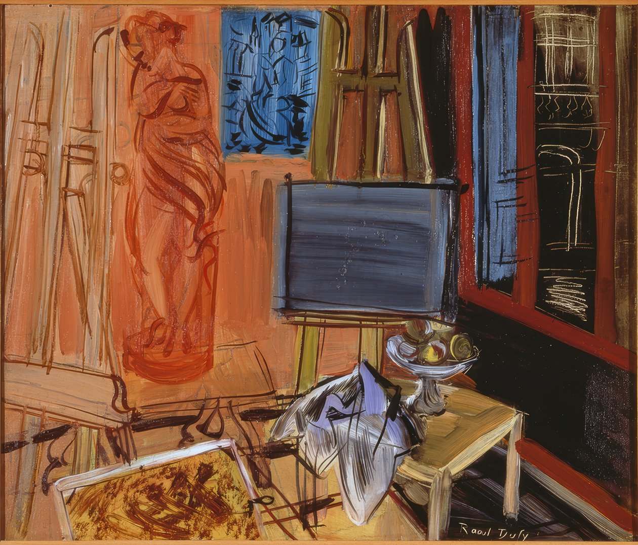 Studio ja kulhollinen hedelmiä tekijältä Raoul Dufy