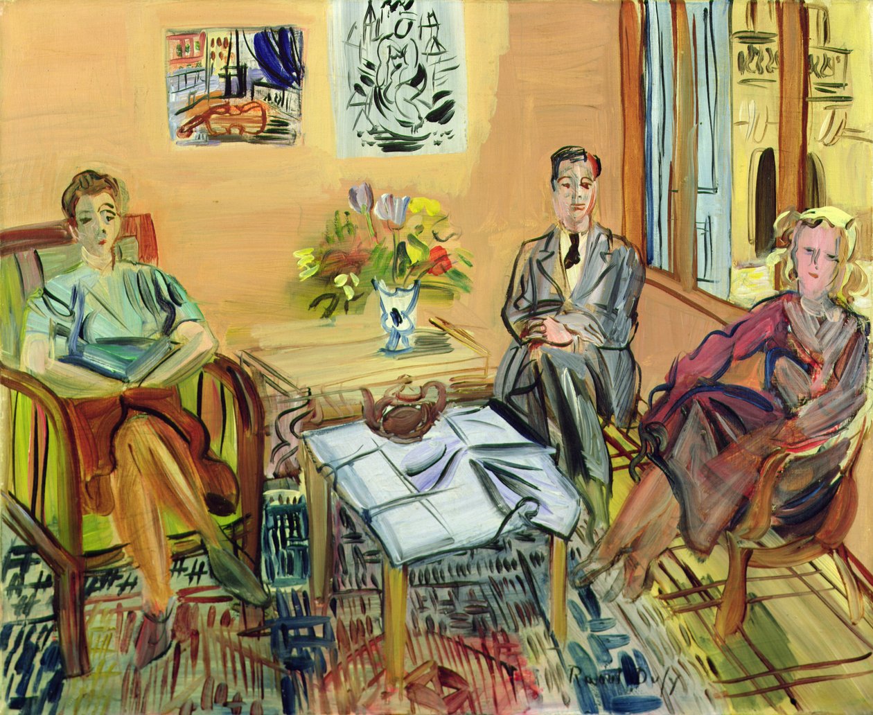 Kolme istuvaa hahmoa tekijältä Raoul Dufy