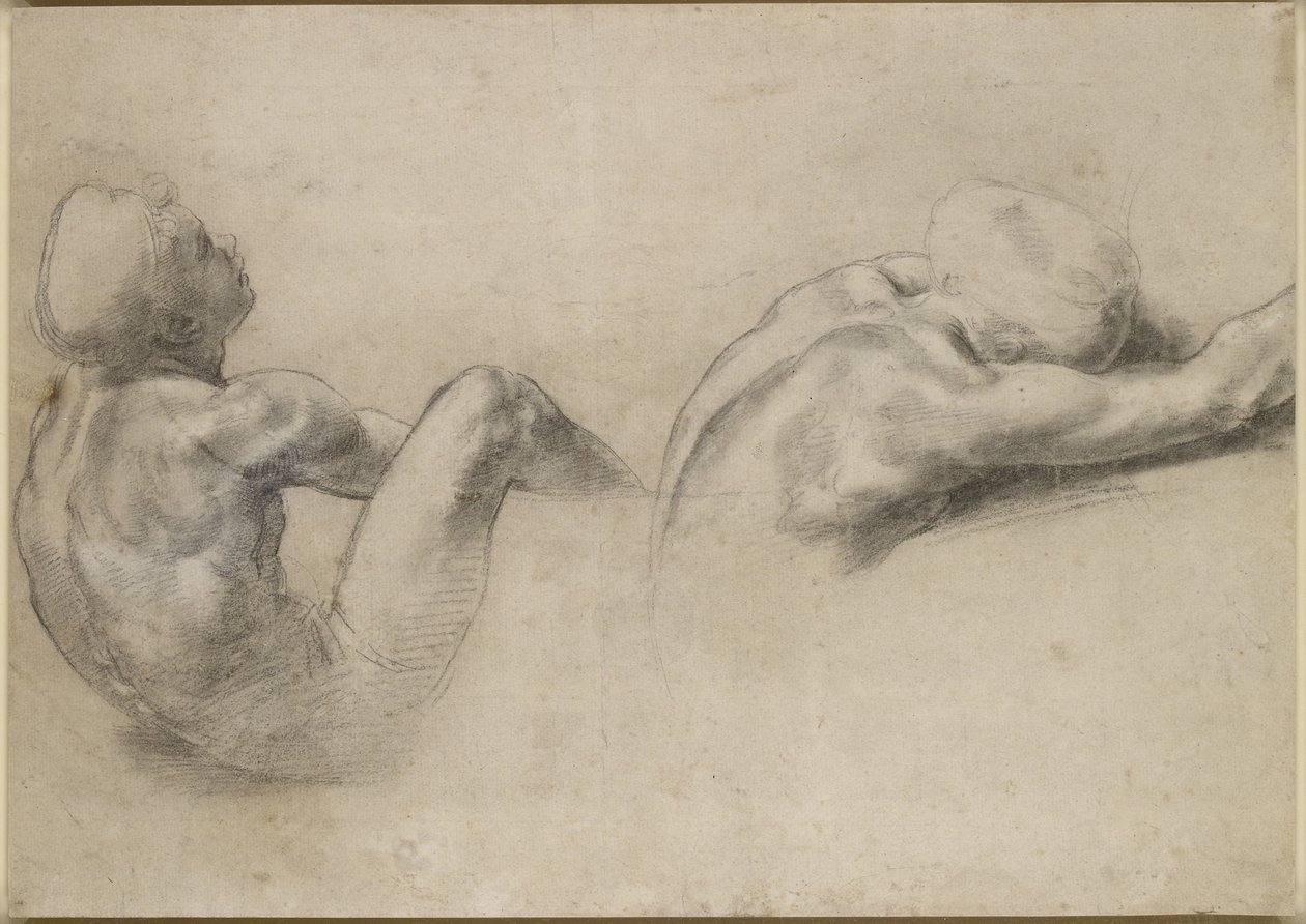 Recto: Kaksi alastontutkimusta, WA1846.210 tekijältä Raffaello Sanzio Raphael