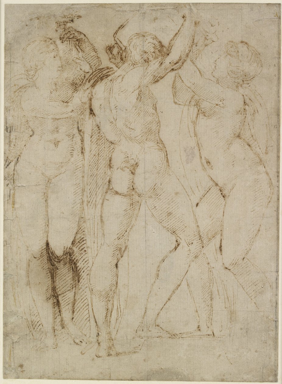 Group of Vintagers, WA1846.165 (kynä ja ruskea muste luonnonvalkoiselle paperille) tekijältä Raffaello Sanzio Raphael