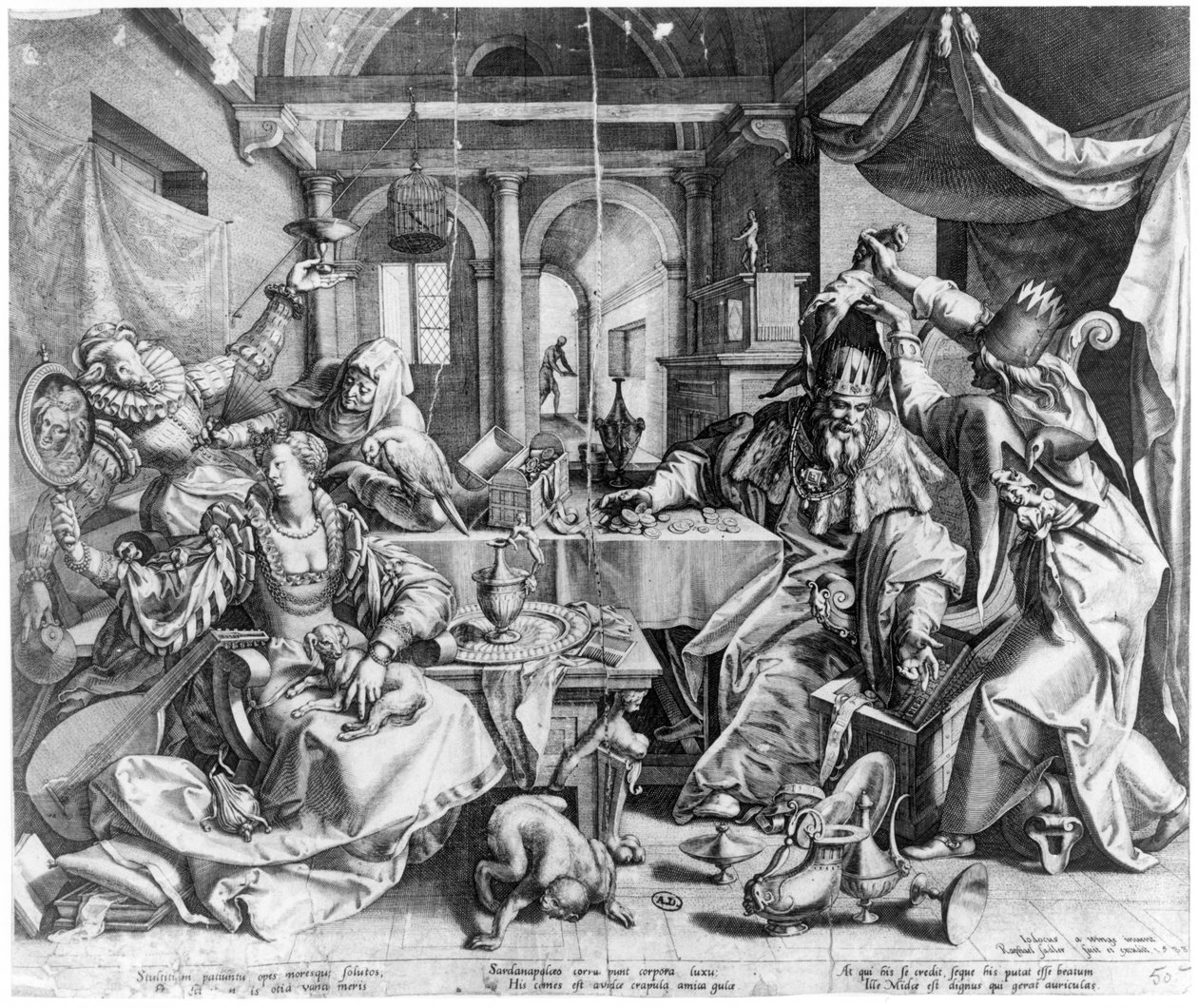 Hullu ja kuningas, 1588 tekijältä Raphael I Sadeler