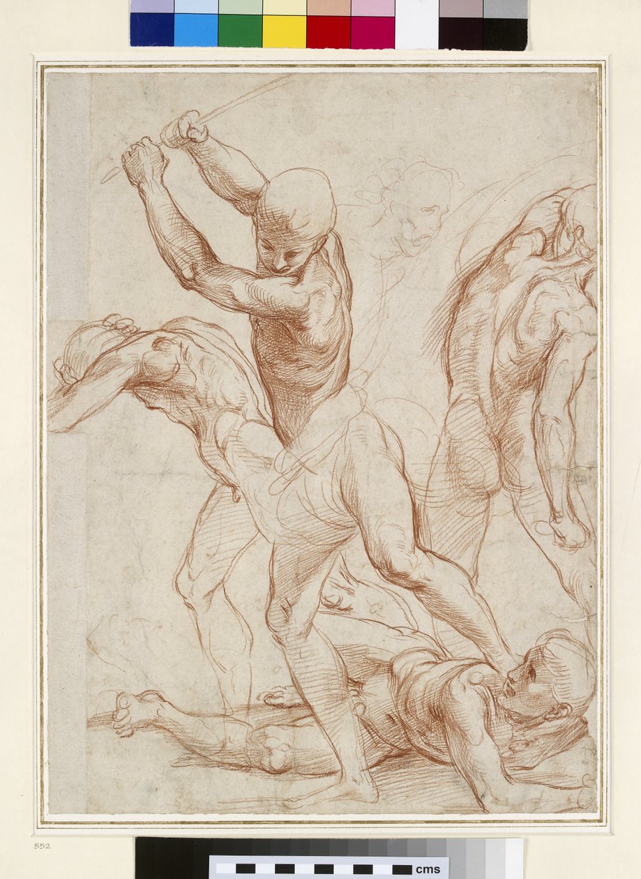 Alaston miesten taistelu (punainen liitu paperille) tekijältä Raffaello Sanzio Raphael