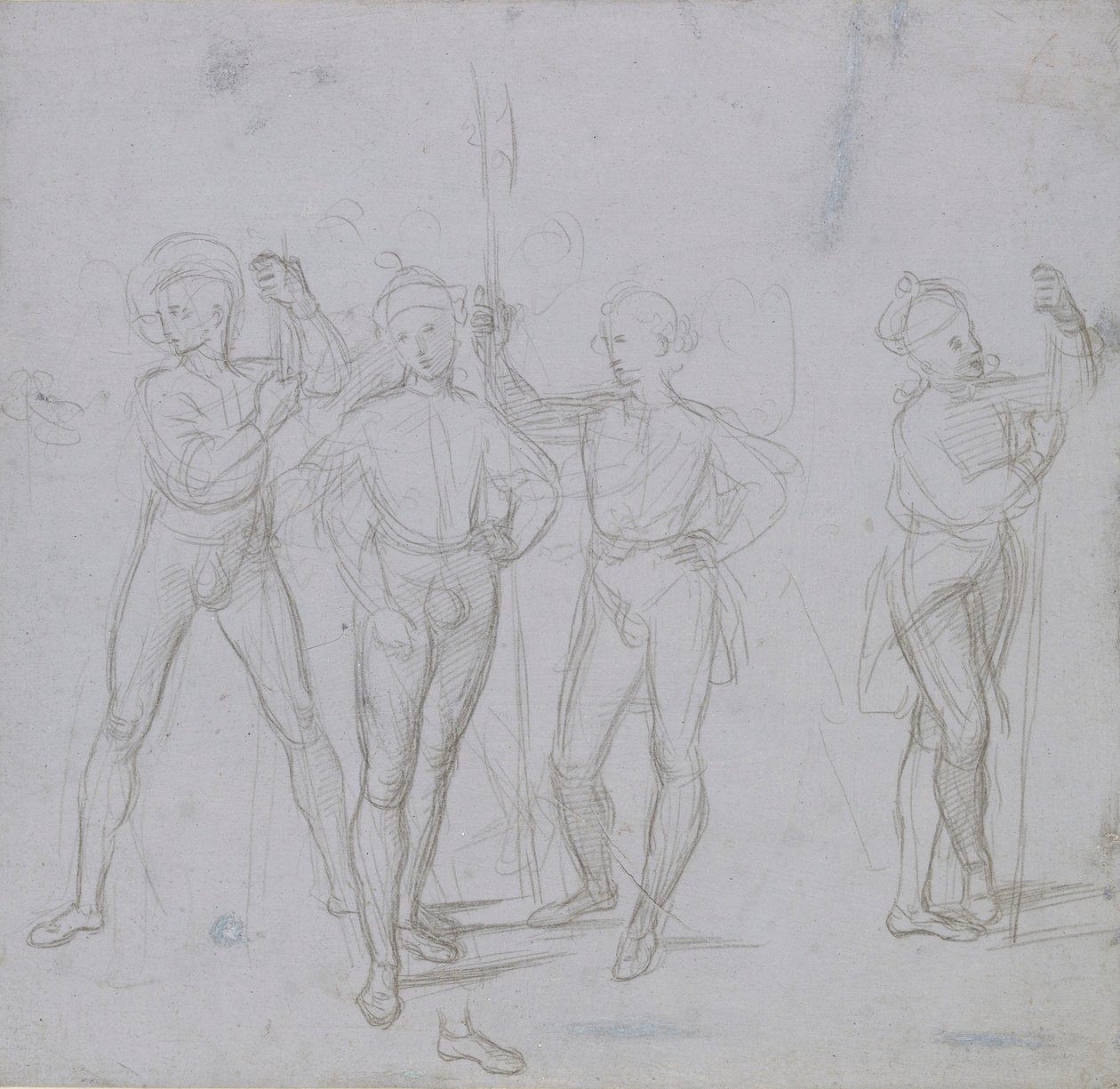 Neljän seisovan sotilaan ryhmä, c1503. tekijältä Raphael